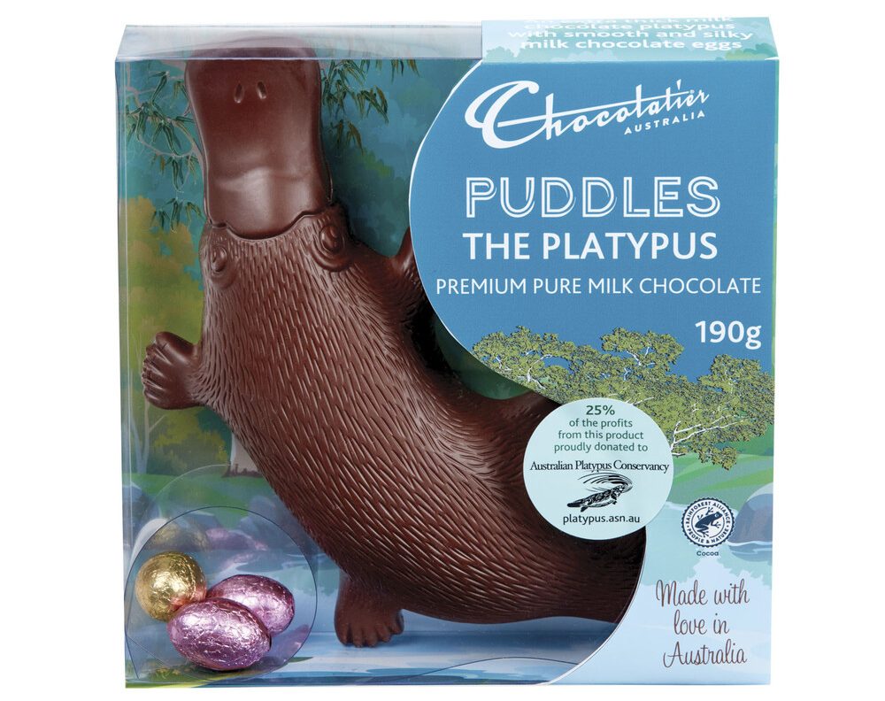 Chocolatier Puddles the Platypus, it comes with three small foiled eggs.