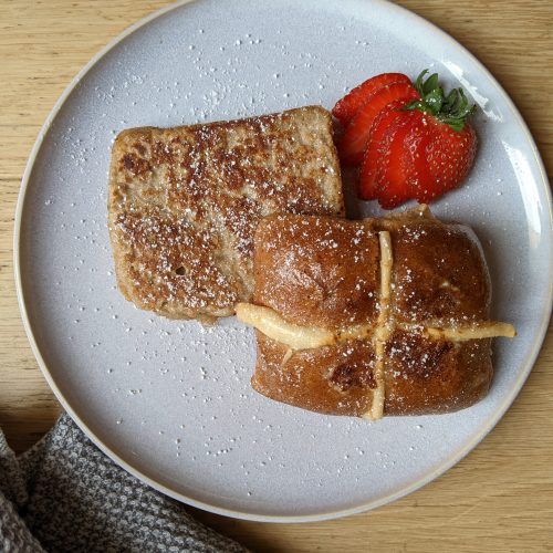 a hot cross bun made into French toast