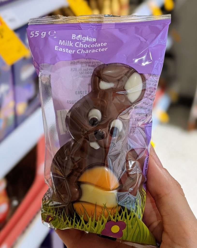 A milk chocolate bunny from Coles.