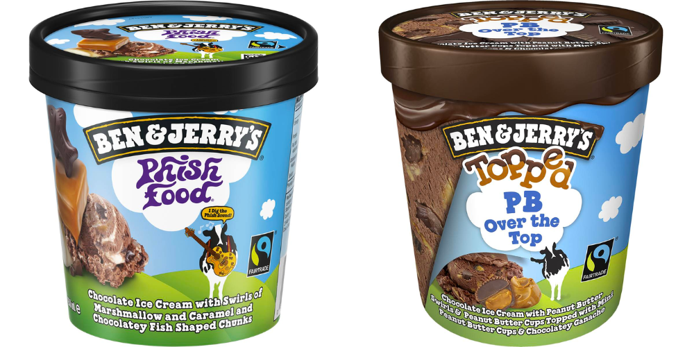 The only two Ben and Jerry's ice cream flavours in Australia that are gluten free. Renders of the packaging. 