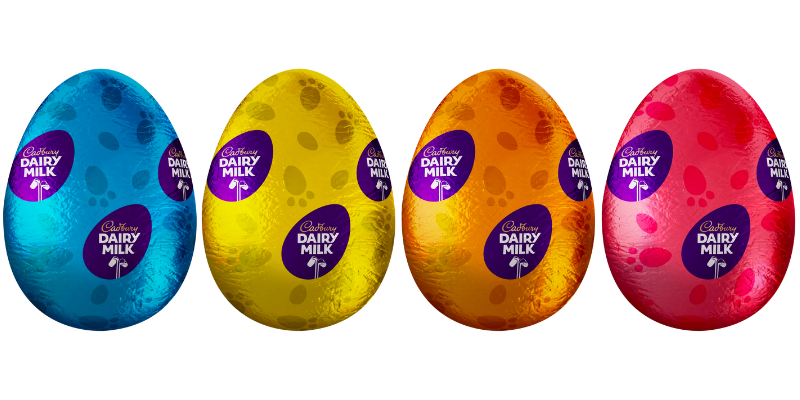 Cadbury gluten free easter eggs 100g packaging.