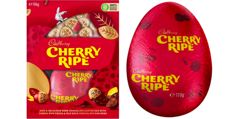 Cherry ripe easter eggs are available on their own or as a gift pack. The gift pack is also gluten free.