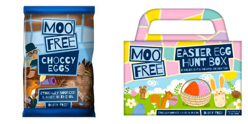 Moo free choccy eggs and moo free easter egg hunt box.