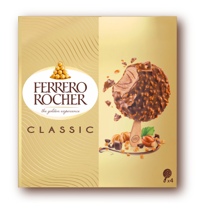The packaging of the new ferrero rocher ice cream.