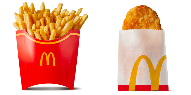 Maccas fries and a hash brown.