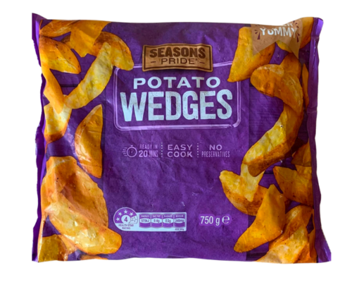 packaging for frozen wedges by aldi, no gluten free label