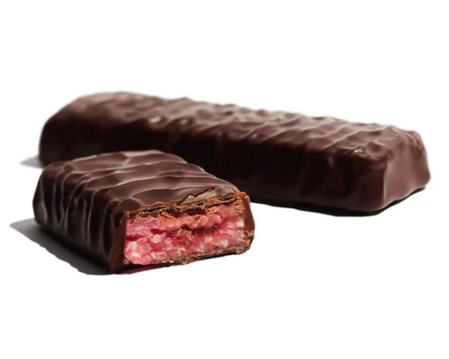 Haigh's cherry ripe bar inside showing a natural pink colour.