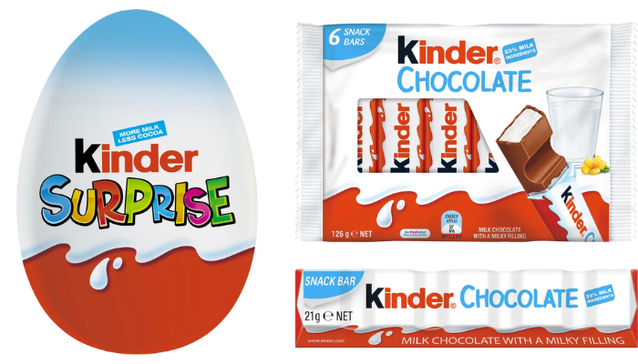 Kinder chocolate packets including egg and multi pack
