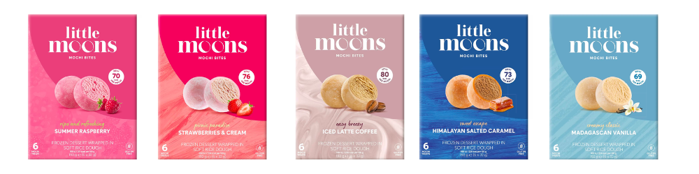 The packaging of new little moons mochi flavours