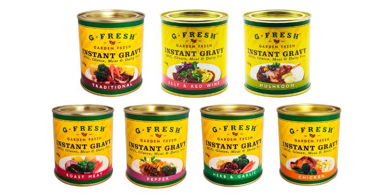 All 7 G-Fresh instant gravy mixes. 