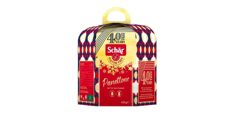 The box for the schar gluten free panettone.
