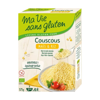 A box of gluten free cous cous with the crossed grain symbol on the front.